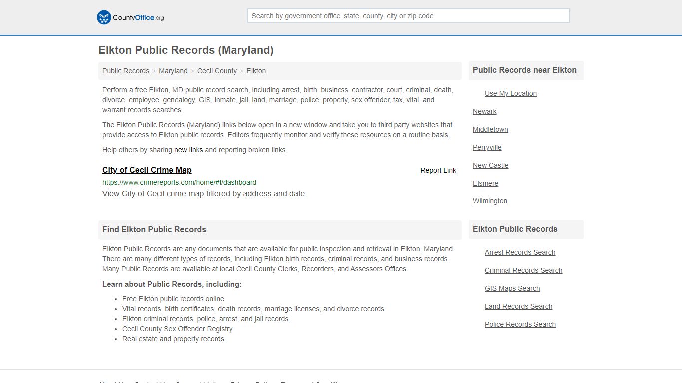 Public Records - Elkton, MD (Business, Criminal, GIS ...